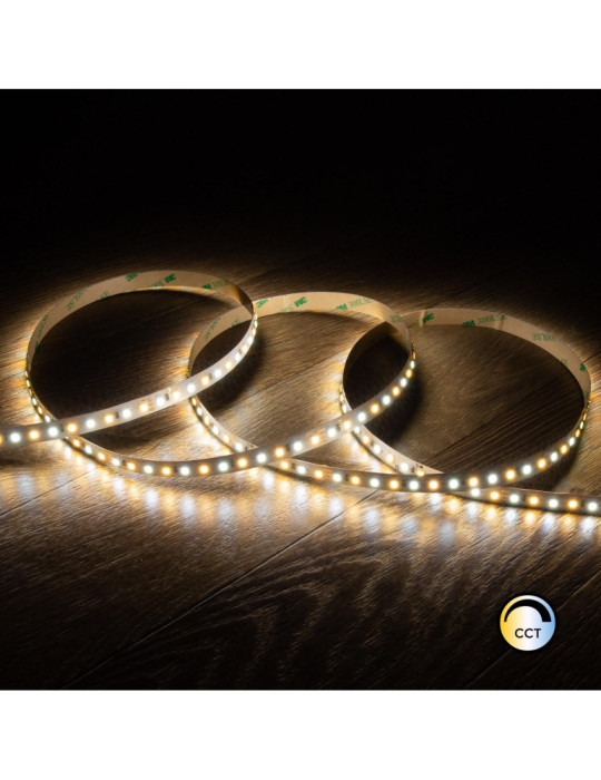 Ruban LED CCT 24V DC SMD2835 60LED/m 5m IP20 Largeur 10mm Coupe 5cm