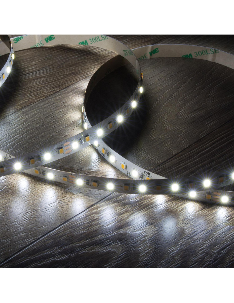 Ruban LED CCT 24V DC SMD2835 60LED/m 5m IP20 Largeur 10mm Coupe 5cm