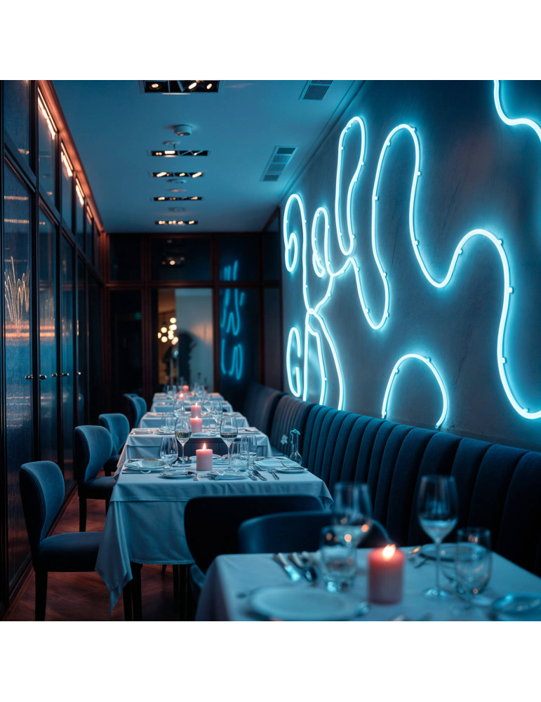 Néon LED Flexible 360º Rond Dimmable 120LED/m 220V AC Bleue IP67 sur Mesure Coupe tous les 100cm