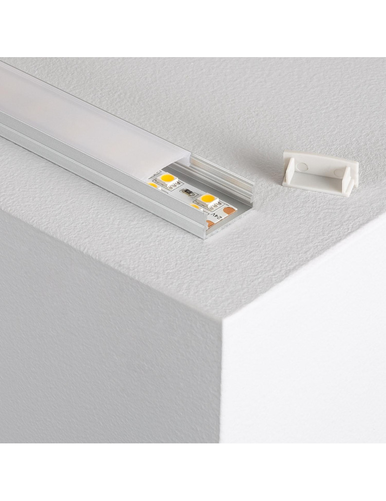 Profilé Aluminium en Saillie 2m pour Double Ruban LED jusqu'à 20mm