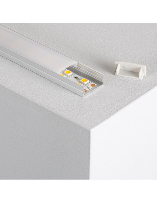 Profilé Aluminium en Saillie 2m pour Double Ruban LED jusqu'à 20mm