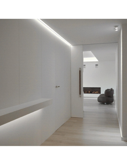 Profilé Aluminium en Saillie 2m pour Double Ruban LED jusqu'à 20mm