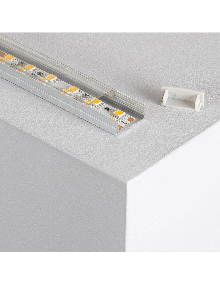 Profilé Aluminium en Saillie 2m pour Double Ruban LED jusqu'à 20mm