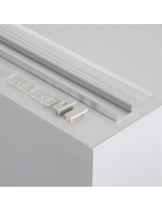 Profilé Aluminium en Saillie 2m pour Double Ruban LED jusqu'à 20mm