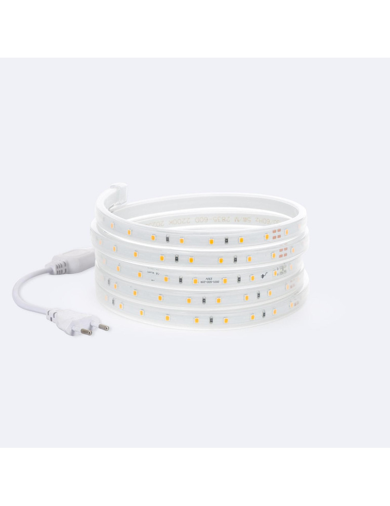 Ruban LED 220V SMD2835 60LED/m Blanc Froid IP65 Largeur 12mm Coupe 100cm