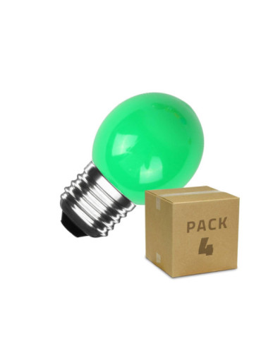 Pack 4 Ampoules LED E27 3W 300 lm G45 Verte