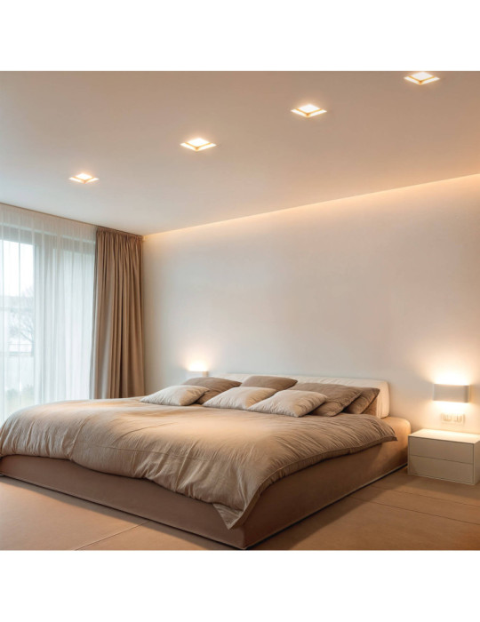 Collerette Downlight LED Intégration Plâtre/Pladur Carrée 18W Coupe 283x283 mm UGR17