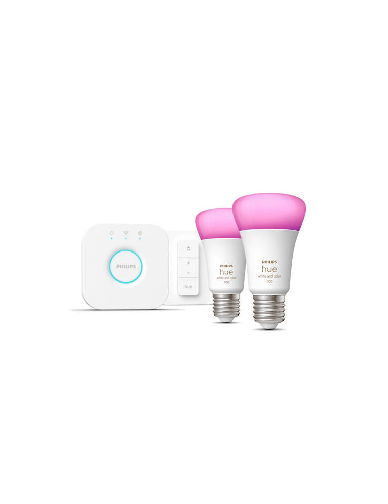 Kit Démarrage Ampoules LED Intelligentes E27 2x11W 1055 lm PHILIPS Hue White and Color Kit Démarrage Ampoules LED Intelligentes E27 2x11W 1055 lm PHILIPS Hue White and Color