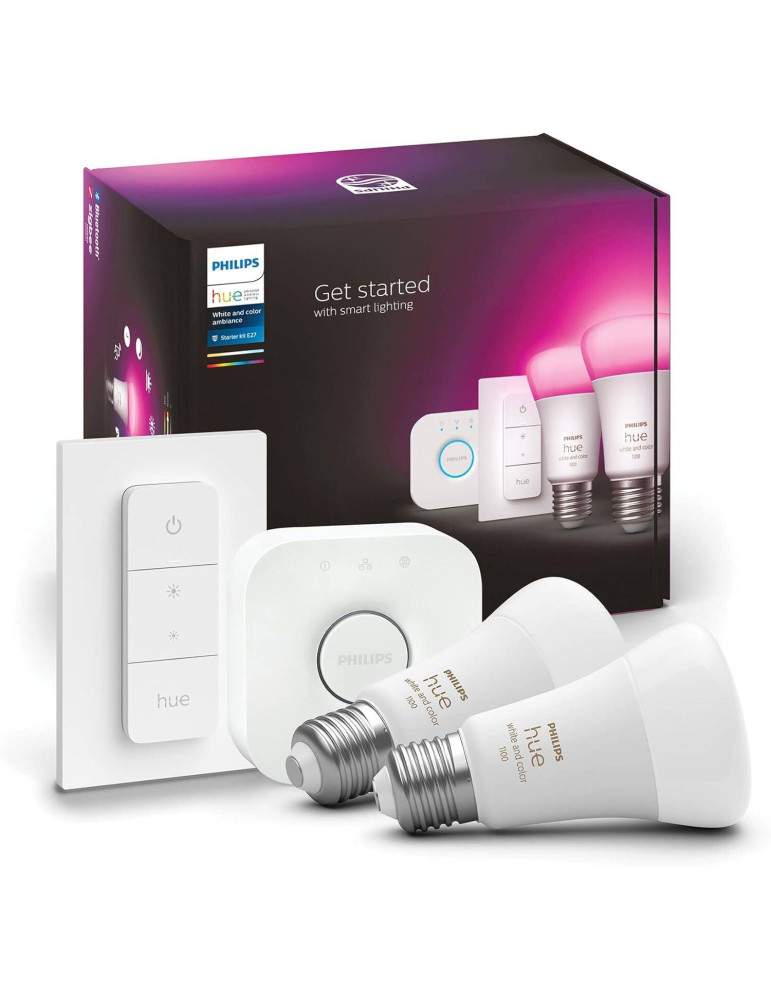 Kit Démarrage Ampoules LED Intelligentes E27 2x11W 1055 lm PHILIPS Hue White and Color