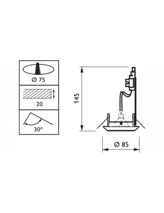 Spot Downlight LED PHILIPS GU10 Ledinaire Zadora G4 5W RS049B Coupe Ø 75mm