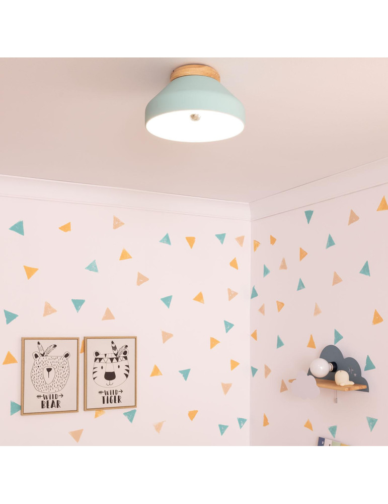 Plafonnier Rond Aluminium et Bois Ø300 mm Hakon