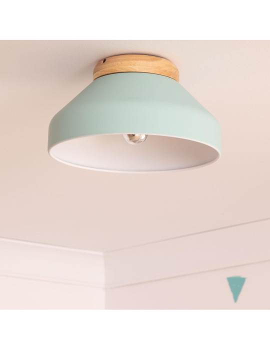 Plafonnier Rond Aluminium et Bois Ø300 mm Hakon