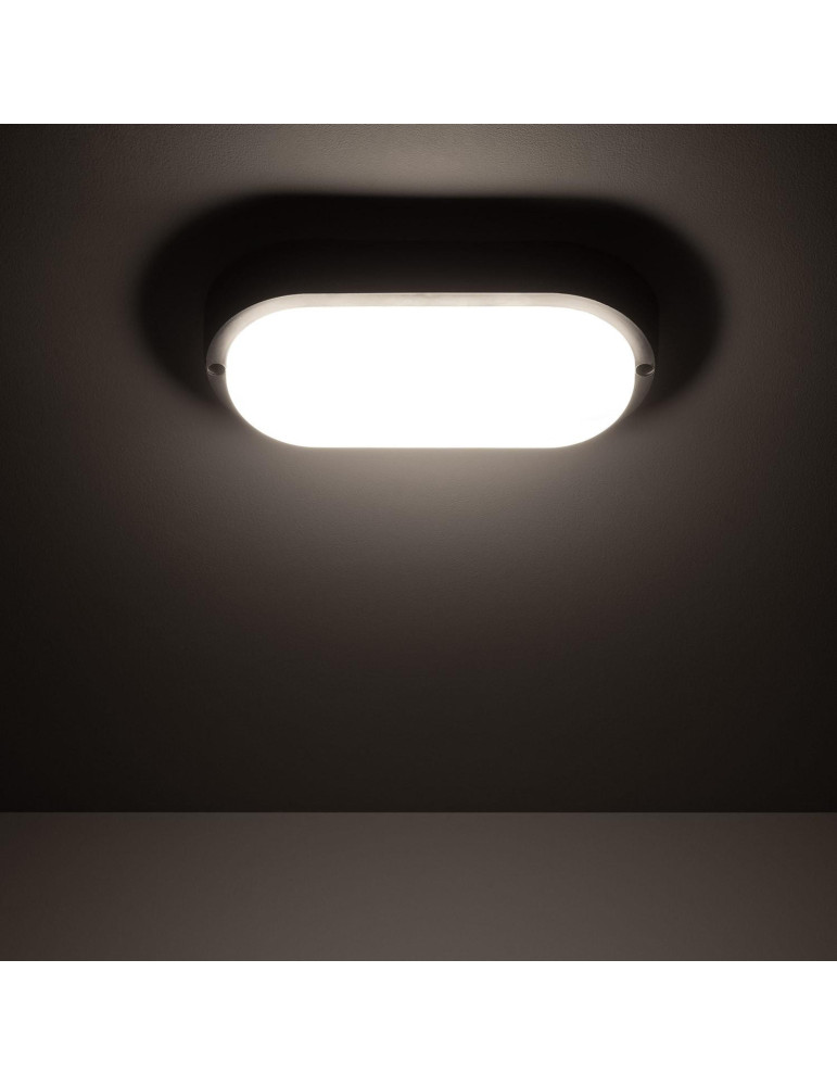 Plafonnier LED Extérieur Ovale 25W Hublot Black IP65 98x198 mm
