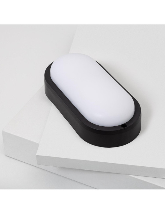 Plafonnier LED Extérieur Ovale 25W Hublot Black IP65 98x198 mm