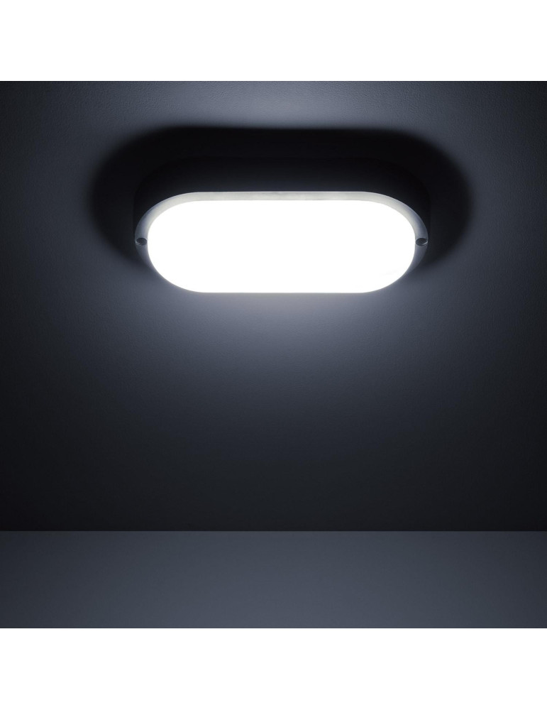 Plafonnier LED Extérieur Ovale 25W Hublot Black IP65 98x198 mm