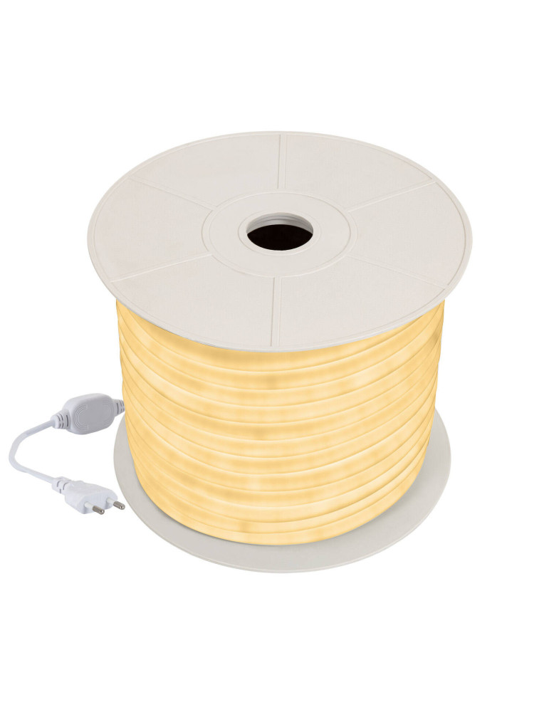 Bobine Néon LED Flexible 360º Rond Dimmable 220V AC 120LED/m IP67 Blanc Chaud 50 Mètres sur Mesure Coupe Tous les 100cm