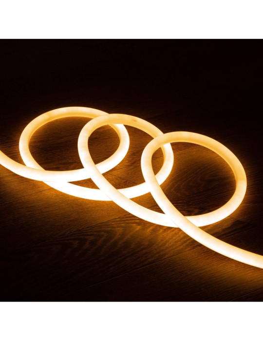 Bobine Néon LED Flexible 360º Rond Dimmable 220V AC 120LED/m IP67 Blanc Chaud 50 Mètres sur Mesure Coupe Tous les 100cm