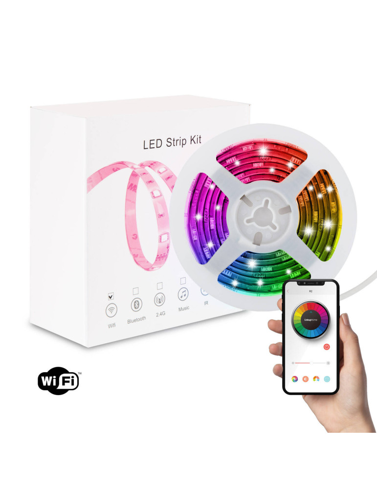 Kit Ruban LED WiFi 12V 72LED/m RGBWW 5m IP65 Coupe tous les 12.5cm