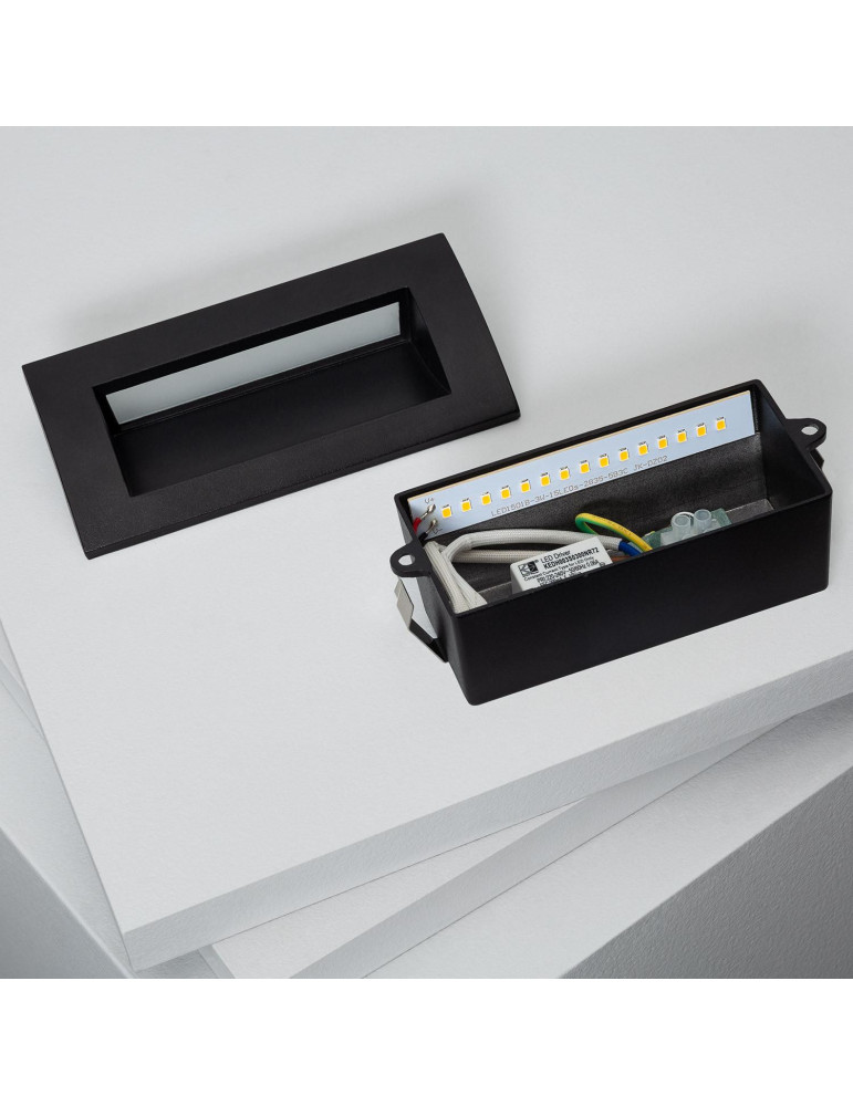 Balise LED Extérieure 4W Encastrable au Mur Rectangulaire Elin Noire