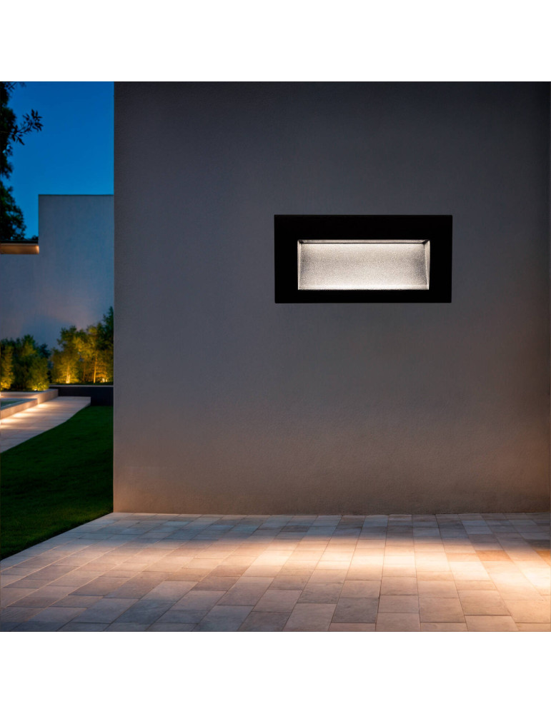 Balise LED Extérieure 4W Encastrable au Mur Rectangulaire Elin Noire