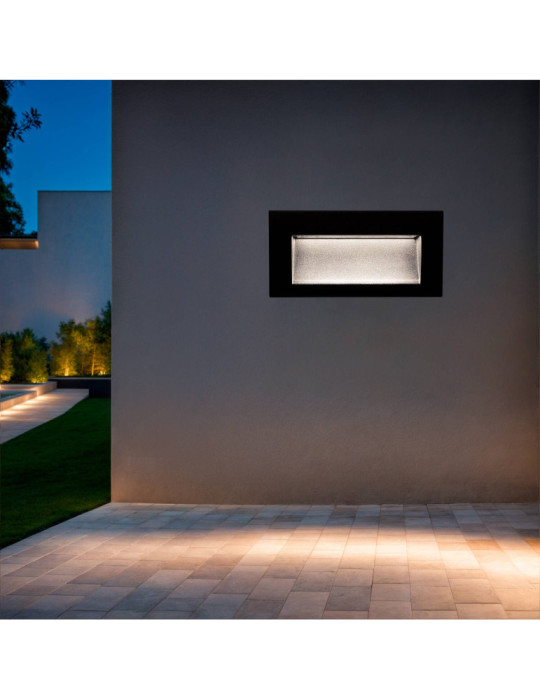 Balise LED Extérieure 4W Encastrable au Mur Rectangulaire Elin Noire
