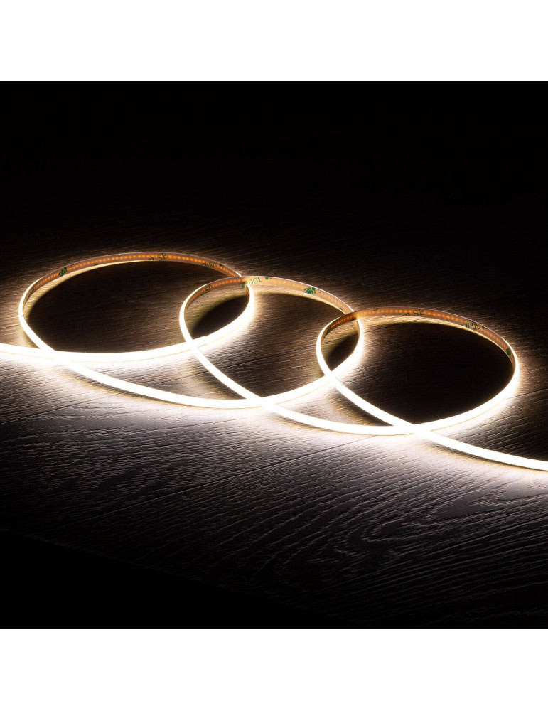 Ruban LED COB 24V DC 385 LED/m 5m IP20 CRI90 Super étroit Largeur 5mm Coupe tous les 4cm