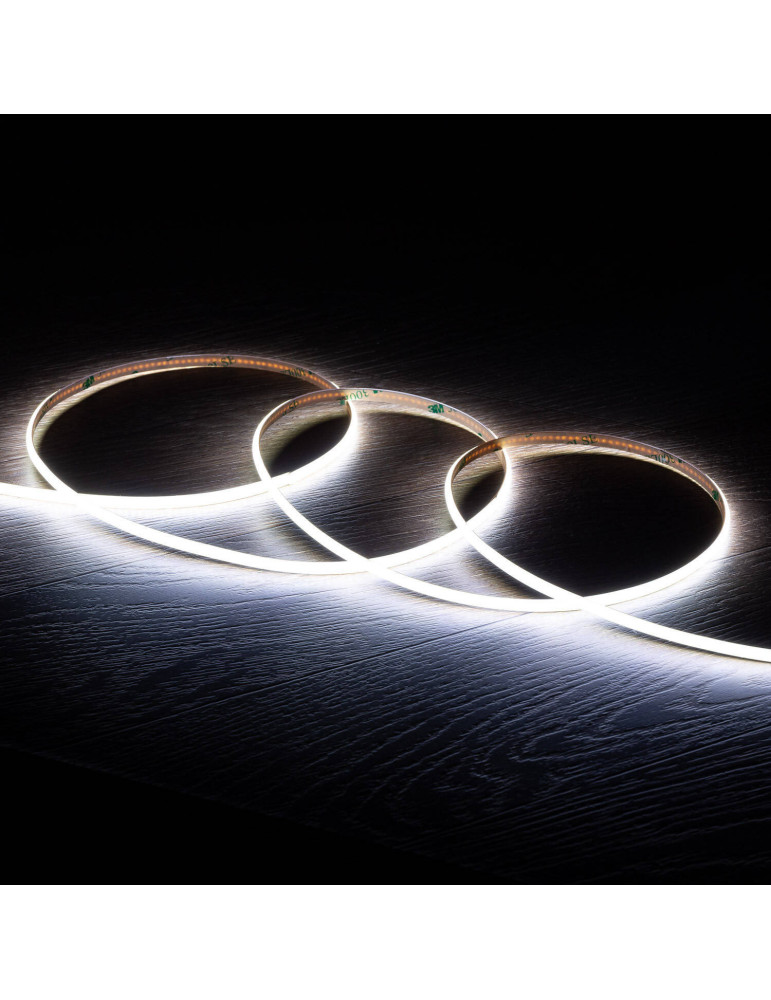 Ruban LED COB 24V DC 385 LED/m 5m IP20 CRI90 Super étroit Largeur 5mm Coupe tous les 4cm