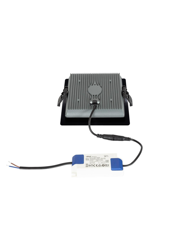 Downlight LED 15W Carré SAMSUNG Aero 130 lm/W Microprismatique LIFUD Coupe 135x135 mm Noir