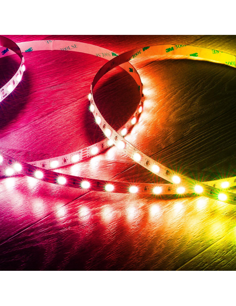 Ruban LED RGB 24V DC SMD5050 60LED/m 5m IP20 Largeur 10mm Coupe 10cm
