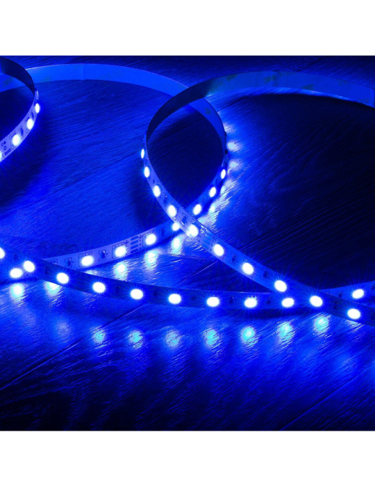 Ruban LED RGB 24V DC SMD5050 60LED/m 5m IP20 Largeur 10mm Coupe 10cm