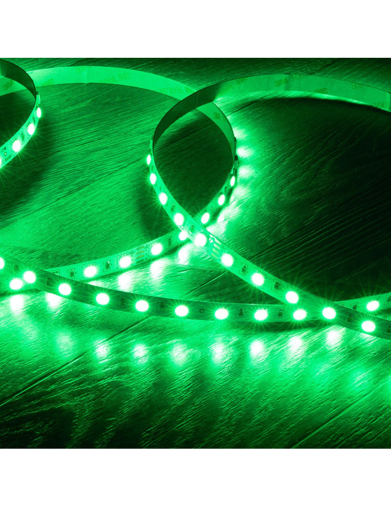 Ruban LED RGB 24V DC SMD5050 60LED/m 5m IP20 Largeur 10mm Coupe 10cm