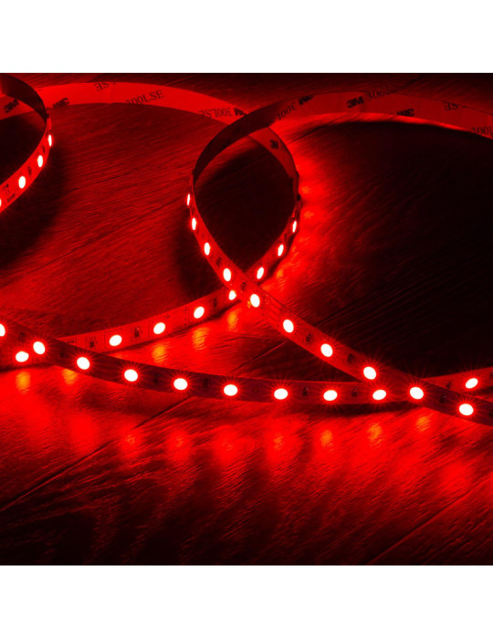 Ruban LED RGB 24V DC SMD5050 60LED/m 5m IP20 Largeur 10mm Coupe 10cm