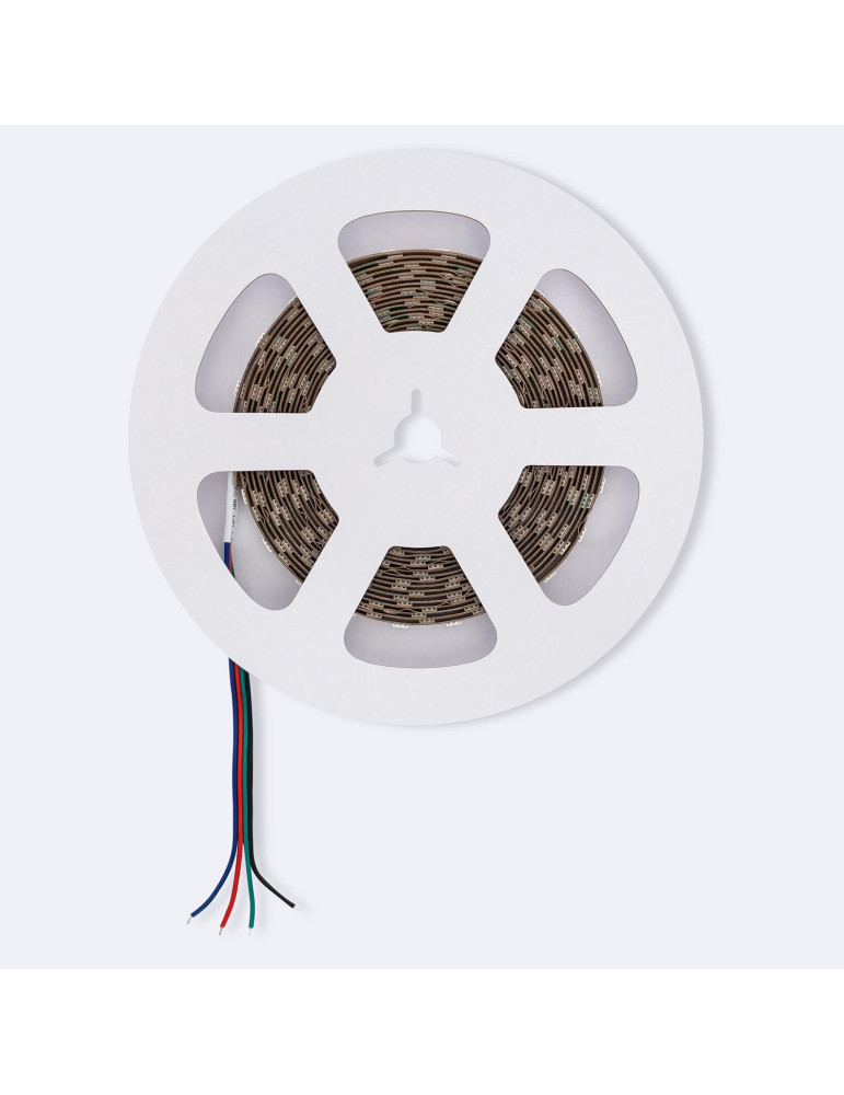Ruban LED RGB 24V DC SMD5050 60LED/m 5m IP20 Largeur 10mm Coupe 10cm