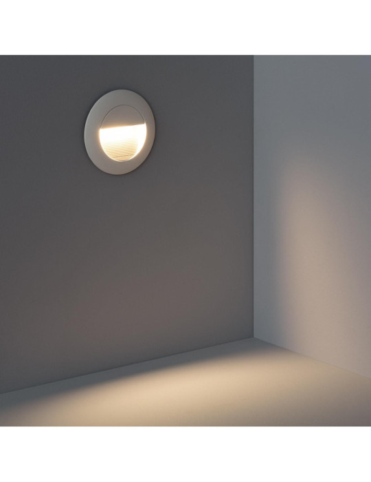 Balise Murale LED Extérieur 3W Aluminium Ronde Wabi Blanche