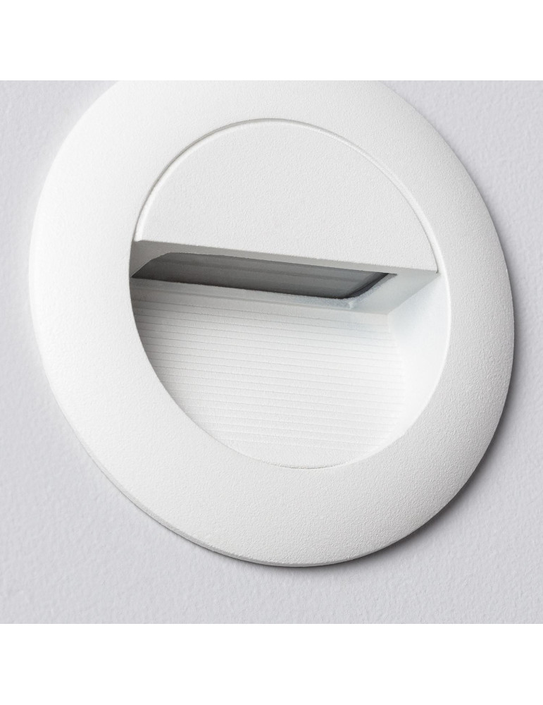 Balise Murale LED Extérieur 3W Aluminium Ronde Wabi Blanche