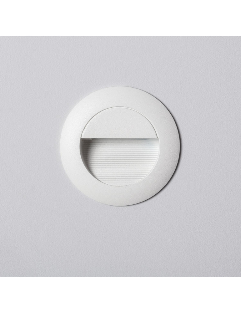 Balise Murale LED Extérieur 3W Aluminium Ronde Wabi Blanche