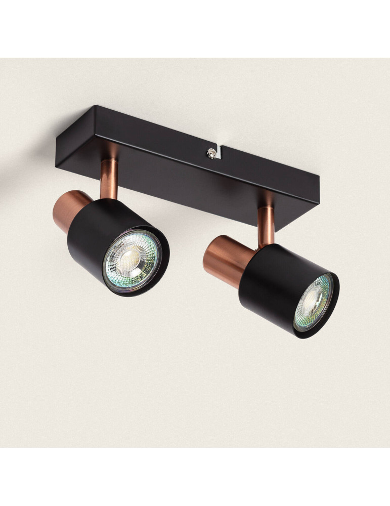 Applique Murale et de Plafond Orientable Métal 2 Spots Albus Black Rose Large
