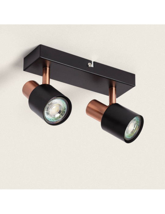 Applique Murale et de Plafond Orientable Métal 2 Spots Albus Black Rose Large