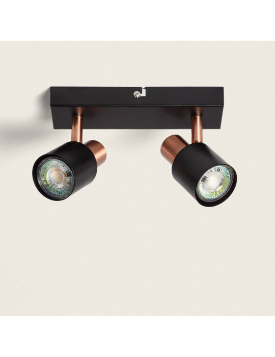 Applique Murale et de Plafond Orientable Métal 2 Spots Albus Black Rose Large