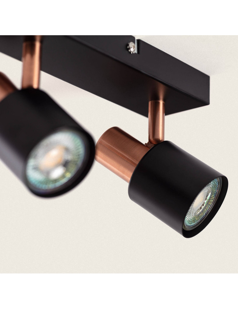 Applique Murale et de Plafond Orientable Métal 2 Spots Albus Black Rose Large