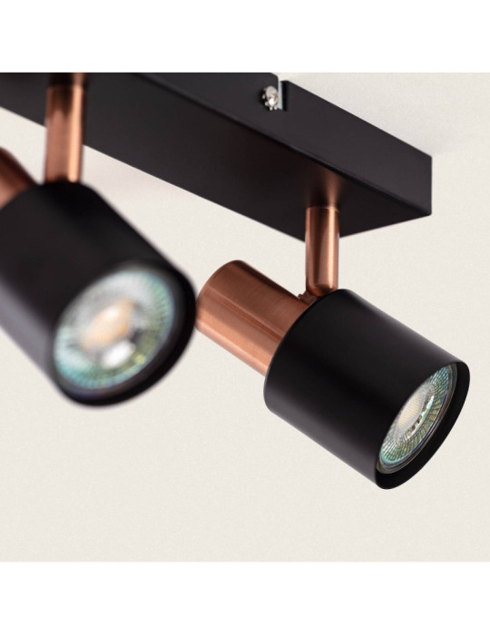 Applique Murale et de Plafond Orientable Métal 2 Spots Albus Black Rose Large