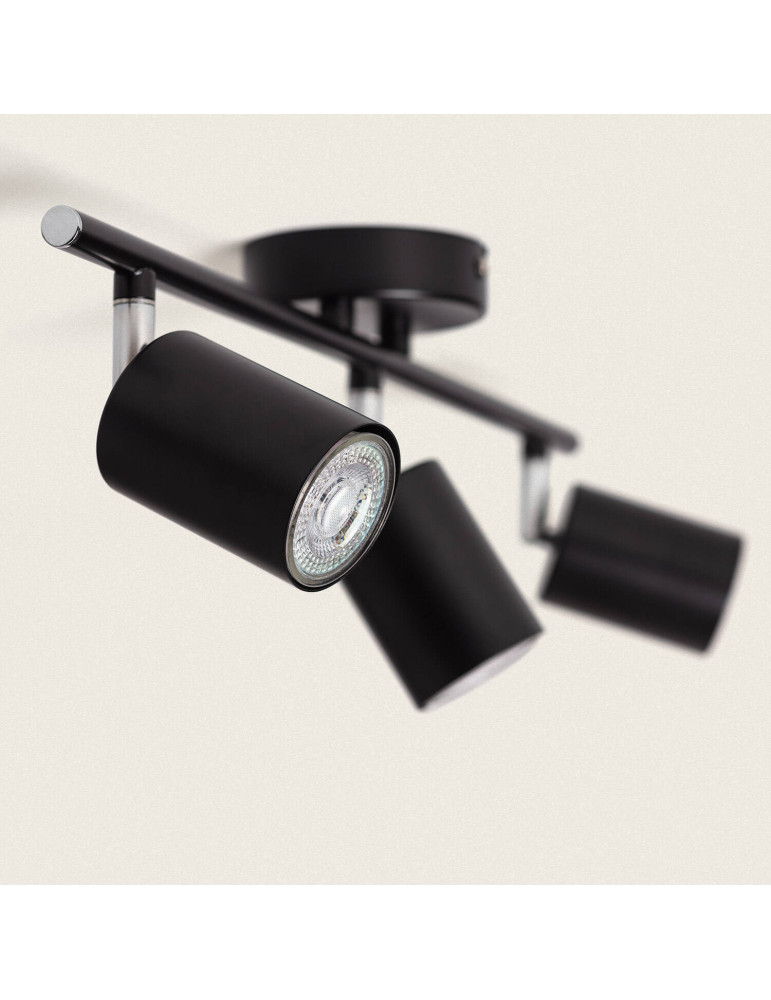 Plafonnier Orientable Métal 3 Spots Albus Black