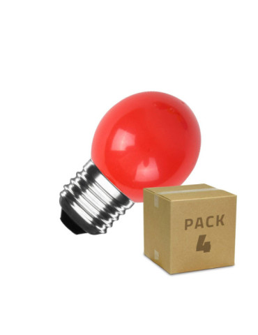 Pack 4 Ampoules LED E27 3W 300 lm G45 Rouge