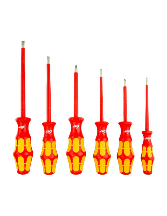 Jeu de 6 Tournevis Isolant Plat/Philips VDE 1000V GEF K01S