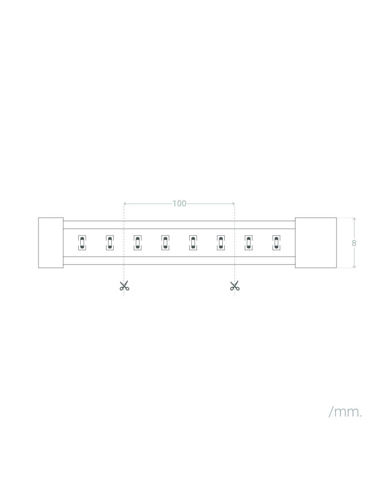 Bobine Ruban LED COB 24V DC 312 LED/m 20m IP20 Largeur 8mm Coupe tous les 10cm