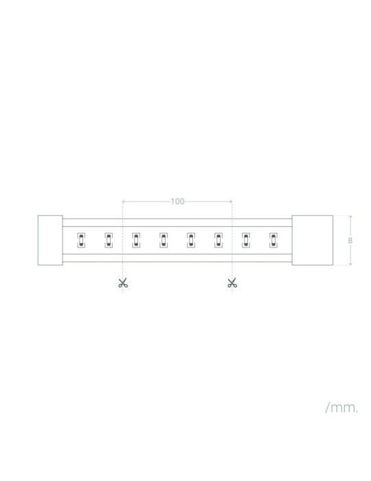 Bobine Ruban LED COB 24V DC 312 LED/m 20m IP20 Largeur 8mm Coupe tous les 10cm