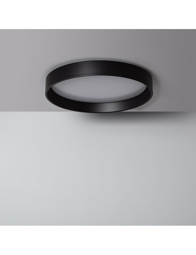 Plafonnier LED Rond Métal 30W CCT Sélectionnable Black Design Ø550 mm