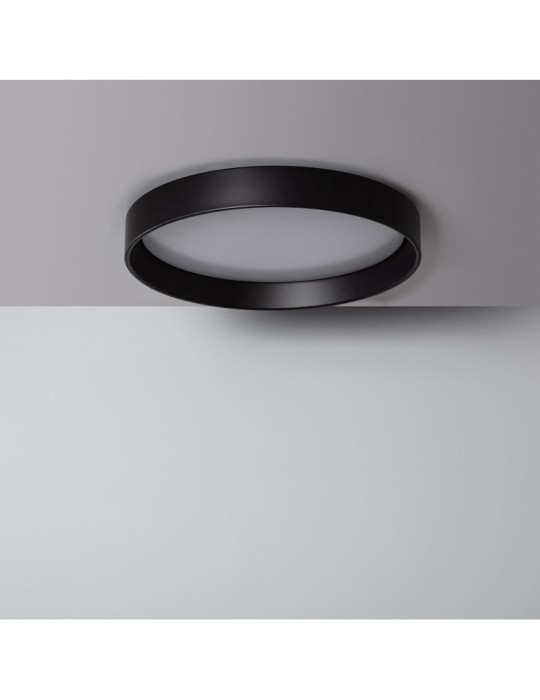 Plafonnier LED Rond Métal 30W CCT Sélectionnable Black Design Ø550 mm