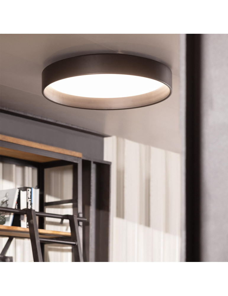 Plafonnier LED Rond Métal 30W CCT Sélectionnable Black Design Ø550 mm