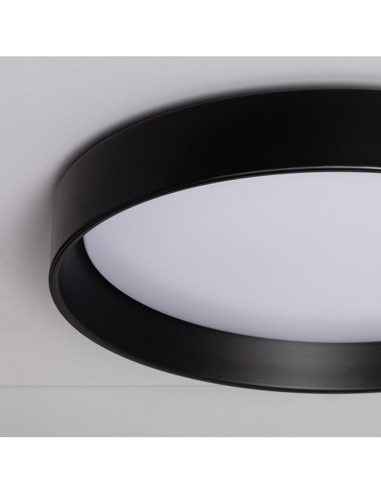 Plafonnier LED Rond Métal 30W CCT Sélectionnable Black Design Ø550 mm